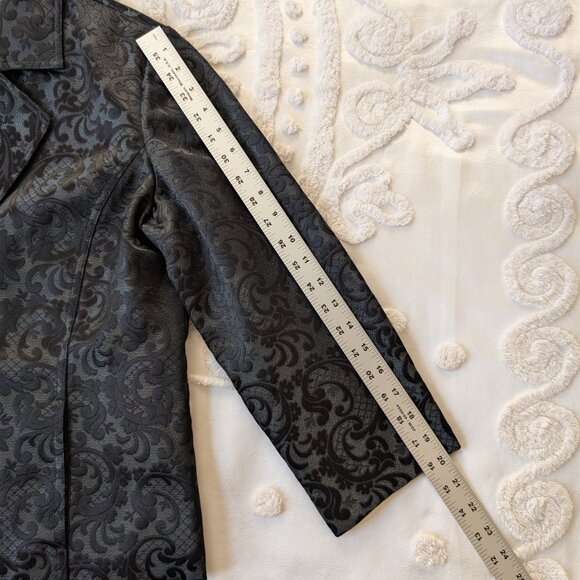 Chico's black and forest green brocade swing jacket blazer EUC size 2 Medium - Picture 6 of 10